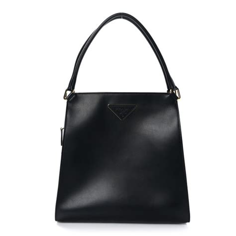 PRADA Smooth Calfskin Medium Louise Bag Black.